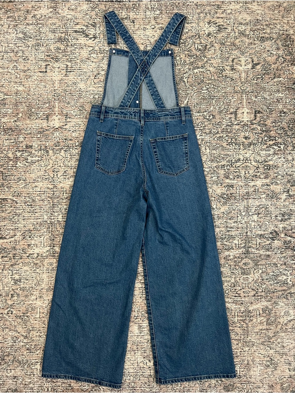 Women's Wide-Leg Denim Overalls - Blue - Picture 12 of 14